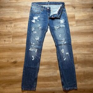 Dsquared2 Skater Jeans Mens‎ 46 Blue Distressed Ripped Slim Fit Made in Italy